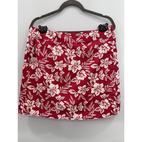 Jennifer Moore Red Floral Wrap Skort Women's Size 12 Hawaiian Resort - Picture 2 of 12
